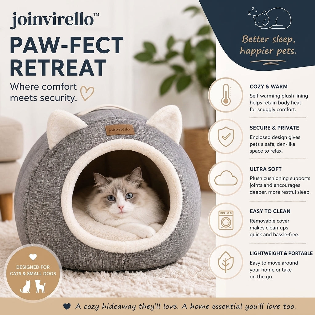 joinvirello™ Paw-Fect Retreat Cozy Cat Cave Bed