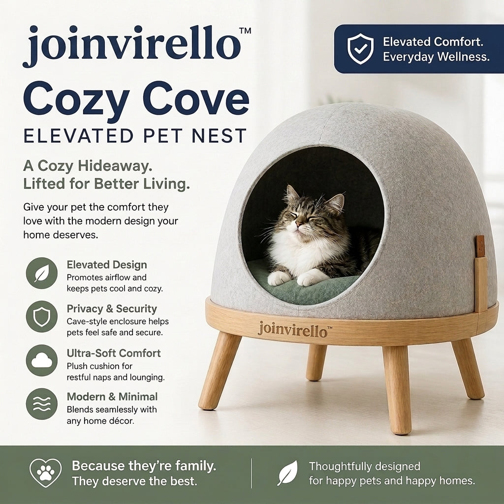 joinvirello™ Elevated Pet Nest – Modern Raised Hideaway Bed for Cats & Small Dogs