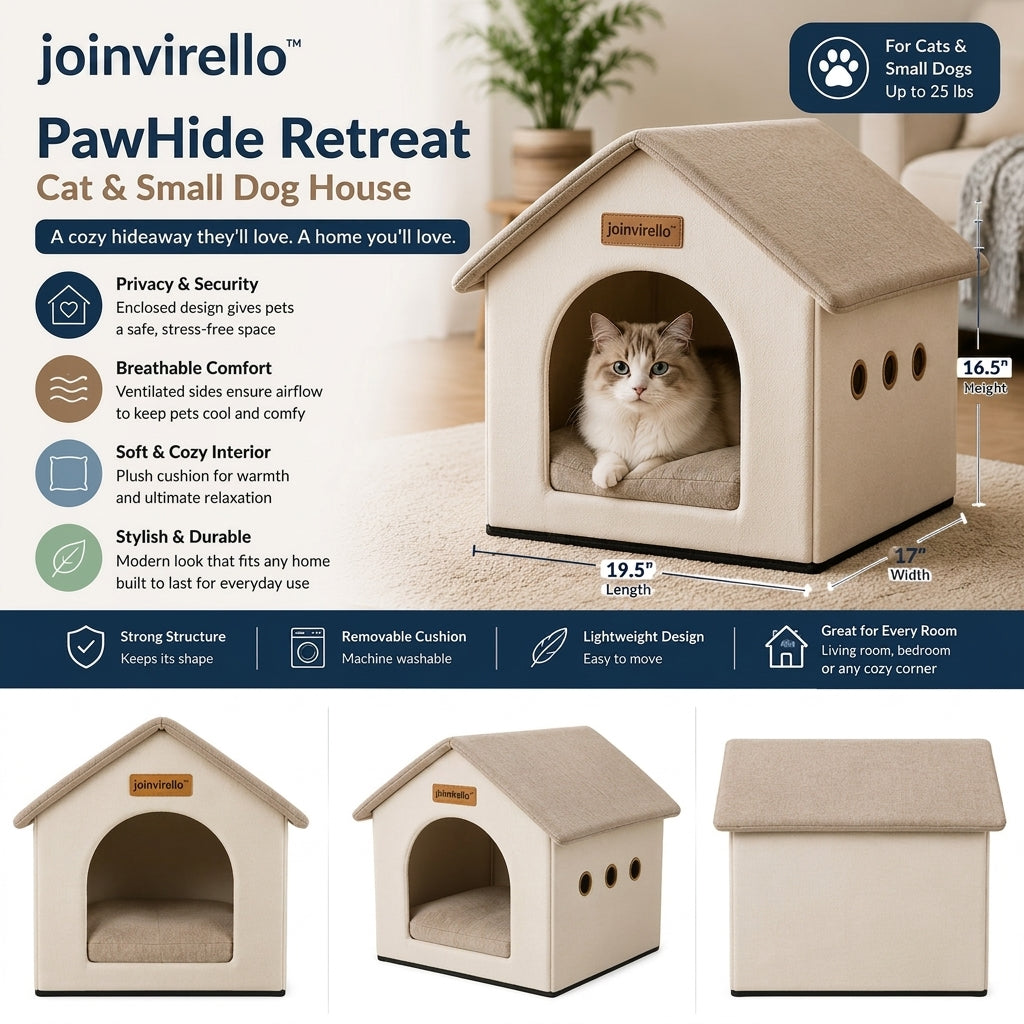 joinvirello™ PawHide Retreat Cozy Pet House